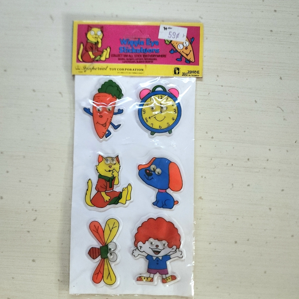 NIP 1980 Imperial Toys Googly Eye Puffy Stickers 6 Count Made In USA